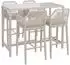 MCW P91 Stehtisch + 4x Barhocker Set, Seilgeflecht Metall, creme (100653)