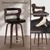 LuxusKollektion Barhocker 2er-Set mit Rückenlehne, Armlehnen, 360° drehbar, 66cm, schwarz/Dark Walnut
