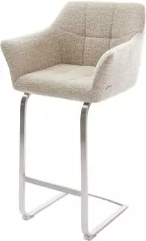 DeLife Yulo-Flex Barhocker Freischwinger Webstoff soft beige, Edelstahl silberfarben (44180)