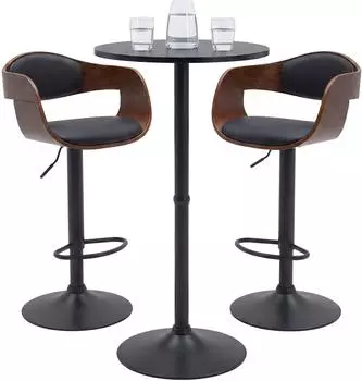 CLP Kivo Bartisch-Set mit 2 Barhockern, drehbar, h&ouml;henverstellbar
