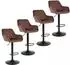 LuxusKollektion Barhocker 4er-Set, höhenverstellbar, drehbar, Samt, braun