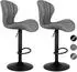 LuxusKollektion Barhocker 2er-Set, Stoff, grau, höhenverstellbar, drehbar, mit Rückenlehne