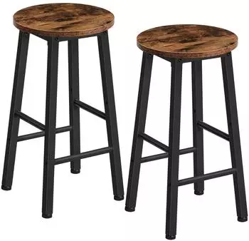 LuxusKollektion Barhocker 2er-Set Industrial Style, vintagebraun-schwarz, 63cm