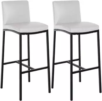 CLP Freeport Barhocker 2er-Set, Kunstleder, wei&szlig;