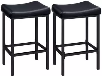 LuxusKollektion Barhocker 2er-Set, PU-Sitzfläche, Metallgestell, 63cm, schwarz