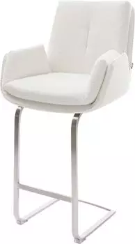 DeLife Clea-Flex Barstuhl Freischwinger Bouclé creme-weiß, Edelstahl silberfarben