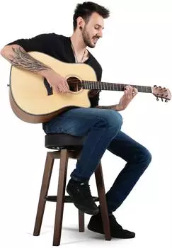 Classic Cantabile Gitarrenhocker mit Fu&szlig;st&uuml;tze, niedrig, dunkel gebeizt (00101131)