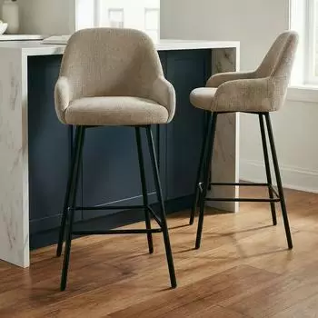 Idimex Barhocker Vivianne 2er-Set gepolstert, beige (12092)