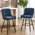 LuxusKollektion Barhocker 2er-Set Chenille mit Rückenlehne und Fußstütze, blau
