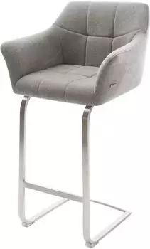 DeLife Yulo-Flex Barhocker Freischwinger Strukturstoff soft grau, Edelstahl silberfarben (44188)
