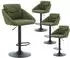 LuxusKollektion Barhocker 4er-Set, 360° drehbar, höhenverstellbar, Leinen, grün