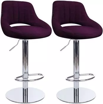 CLP Milet Barhocker 2er-Set, h&ouml;henverstellbar, Stoff, lila (Chrom)