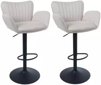 MCW M67 Barhocker 2er-Set, drehbar, Stoff, creme/schwarz (101359)