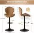 LuxusKollektion Barhocker 3er Set, höhenverstellbar, Stoff, braun, 360° drehbar