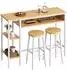 LuxusKollektion Bartisch-Set für 2 Personen, 2 Hocker, 3 Ablagen, weiß/natur