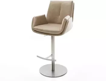 DeLife Clea-Flex Barhocker Mikrofaser beige vintage, Drehfuß höhenverstellbar (47157)