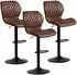 LuxusKollektion Barhocker mit Lehne, 360° drehbar, höhenverstellbar, PU-Kunstleder, braun, 3er-Set