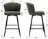LuxusKollektion Barhocker 2er-Set, PU-Kunstleder, gesteppt, grün, Metallbeine