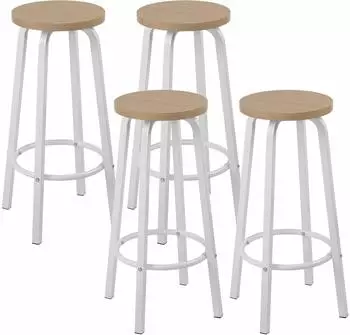 Woltu Barhocker 4er-Set, runde Sitzfl&auml;che 72cm, hell Eiche, Metall (BH54he4)