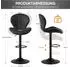 LuxusKollektion Barhocker 2er Set, höhenverstellbar, 360° drehbar, Stoff, schwarz