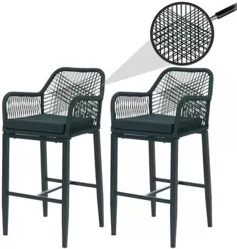 MCW Rope-Barhocker 2er-Set Seilgeflecht gr&uuml;n (MCW-P91)