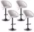 LuxusKollektion Barhocker 4er-Set, höhenverstellbar, mit Lehne und Fußstütze, beige, Leinengewebe