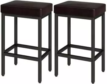 LuxusKollektion Barhocker 66cm, Kunstleder dunkelbraun, Metallgestell, 2er-Set