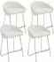 LuxusKollektion Barhocker 4er-Set mit Rückenlehne, Chenille, Metallgestell, weiß