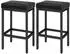 LuxusKollektion Barhocker 2er-Set, Kunstleder, schwarz, 66cm, 6cm Kissen (HBS513B)