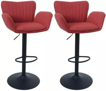 MCW Barhocker M67 drehbar mit Armlehne, Stoff rot, Fu&szlig; schwarz (101360)