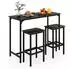LuxusKollektion Bartisch-Set mit 2 Barhockern, Metallrahmen, Fußstütze, schwarz