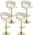 LuxusKollektion Barhocker Samt, weiß, höhenverstellbar, 360° drehbar, 4er-Set