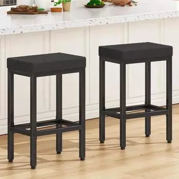 LuxusKollektion Barhocker ohne Lehne, 2er-Set, 66cm, schwarz, Metallgestell
