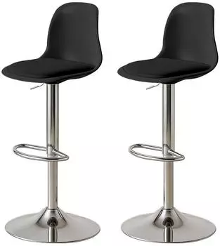 LuxusKollektion Barhocker-Set 2er, h&ouml;henverstellbar, drehbar, Kunstleder, schwarz