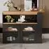 OKWISH Bartisch ausziehbar mit LED-Beleuchtung, 138-193x39x105cm, schwarz