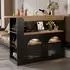 OKWISH Bartisch ausziehbar mit LED-Beleuchtung, 138-193x39x105cm, schwarz