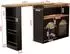 OKWISH Bartisch ausziehbar mit LED-Beleuchtung, 138-193x39x105cm, schwarz