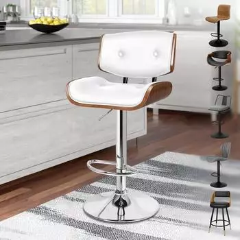 LuxusKollektion Kayla Barhocker h&ouml;henverstellbar, drehbar, PU-Leder, wei&szlig;