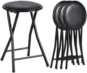 LuxusKollektion Klapphocker 4er-Set gepolstert, schwarz, 30x30x46cm