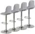 LuxusKollektion Barhocker-Set 4-teilig, höhenverstellbar, drehbar, grau, mit Rückenlehne & Fußstütze