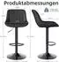 LuxusKollektion Barhocker drehbar mit Lehne, höhenverstellbar, Kunstleder, schwarz