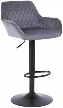 LuxusKollektion Barhocker h&ouml;henverstellbar, drehbar, Samt, grau, mit R&uuml;ckenlehne und Armlehnen