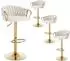 LuxusKollektion Barhocker Samt 4er-Set, höhenverstellbar, 360° drehbar, creme