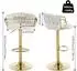 LuxusKollektion Barhocker Samt 4er-Set, höhenverstellbar, 360° drehbar, creme