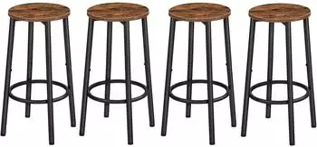 LuxusKollektion Barhocker 4er-Set, rustikales Braun, Metallrahmen schwarz, 64cm