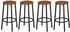 LuxusKollektion Barhocker 4er-Set, rustikales Braun, Metallrahmen schwarz, 64cm