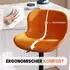 LuxusKollektion Barhocker höhenverstellbar, Kunstleder, drehbar, orange, 2er-Set