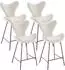 LuxusKollektion Barhocker 4er-Set Chenille mit Stepp-Rückenlehne, Metallbeine, oatmeal