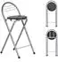 LuxusKollektion Klappbarer Barhocker mit Rückenlehne, 61cm Sitzhöhe, schwarz/silber