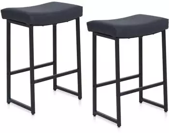 LuxusKollektion Sattelhocker 2er Set, Kunstleder, schwarz, 62cm H&ouml;he